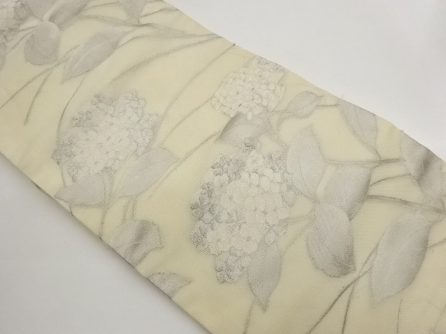JAPANESE KIMONO / NAGOYA OBI FOR SUMMER / WOVEN HYDRENGEA
